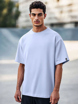 Bewakoof - Men's Baby Lavender Oversized T-shirt