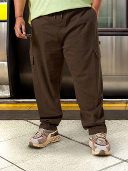 Bewakoof - Men's Brown Plus Size Cargo Carpenter Pants