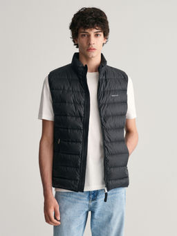 GANT - Men Black Solid High Neck Sleeveless Puffer Jacket