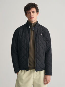 GANT - Men Black Solid High Neck Full Sleeves Quilted Jacket