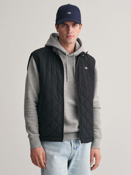 GANT - Men Black Solid High Neck Sleeveless Quilted Jacket