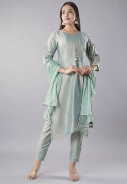 UTSAV FASHION - Green Yoke Design Gotta Patti Kurta with Pant and Dupatta