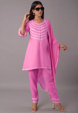 UTSAV FASHION - Pink Yoke Design Beads And Stones Kurti With Pant And Dupatta