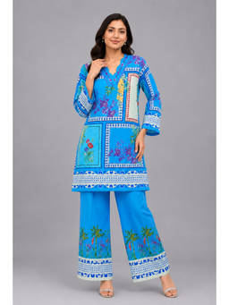 PERINI - Blue Boxy Floral Print Co-Ord Set