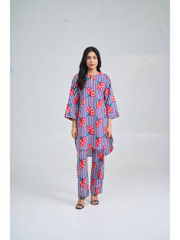 Setara - Purple Wildflower Sripe Co-Ord Set