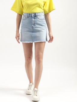 United Colors of Benetton - Womens Blue Solid Regular Fit Skirt