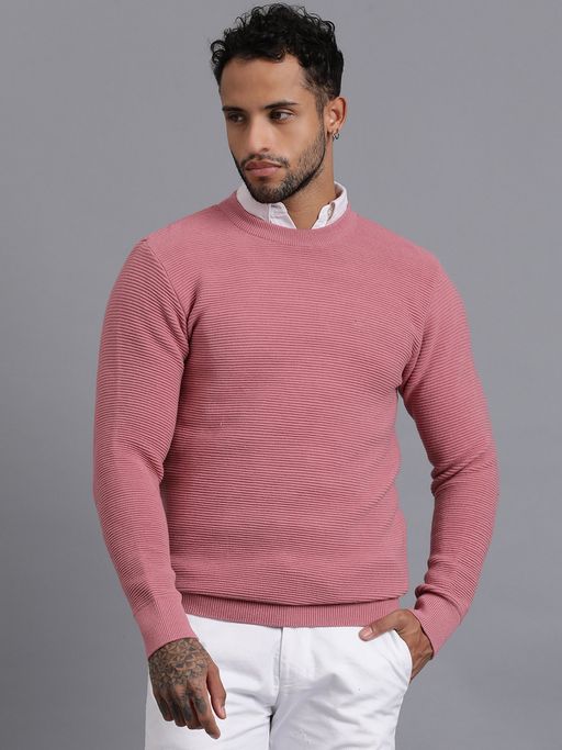 Wool Pullover Pink Designer Sweater Mens Buy JAVINISHKA Pink
