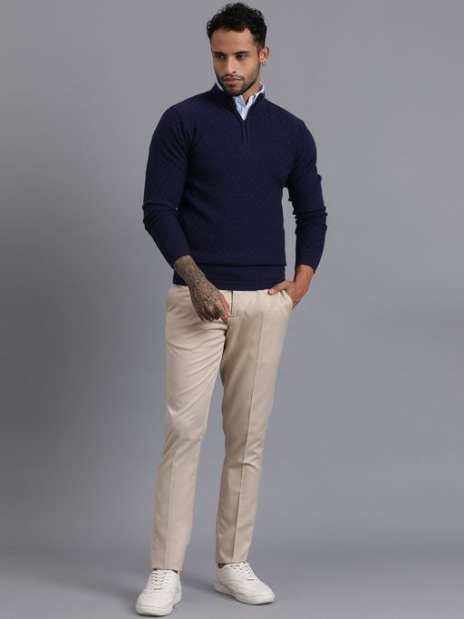 Sweater Mens Navy Khaki Pants Men's Regular Fit Quarter Zip