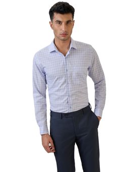 Raymond - Contemporary Fit Checkered Medium Blue Shirt