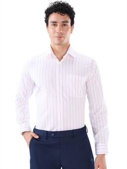 Raymond - Regular Fit Striped White Shirt