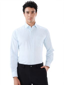 Raymond - Regular Fit Striped Light Blue Shirt