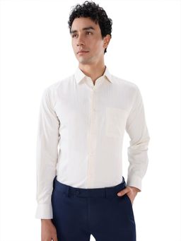 Raymond - Regular Fit Striped Light Yellow Shirt