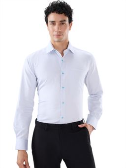 Raymond - Regular Fit Striped Light Petrol Shirt