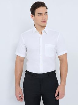 Raymond - Regular Fit Checkered White Shirt