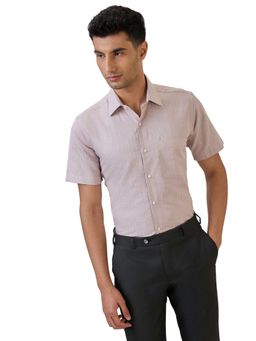 Raymond - Regular Fit Striped Brown Shirt