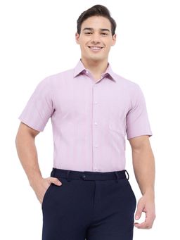 Raymond - Regular Fit Striped Medium Pink Shirt