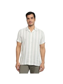 Parx - Slim Fit Striped Light Green Shirt