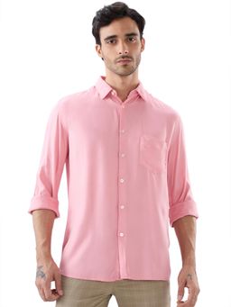 Parx - Slim Fit Solid Medium Pink Shirt