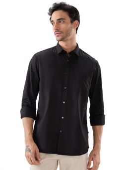 Parx - Slim Fit Solid Black Shirt