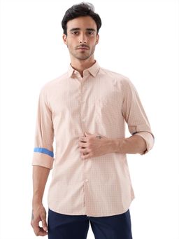 Parx - Slim Fit Checks Medium Fawn Shirt