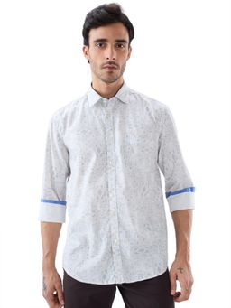 Parx - Slim Fit Geometric Dark Grey Shirt