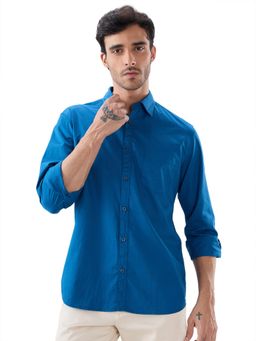 Parx - Slim Fit Solid Dark Blue Shirt