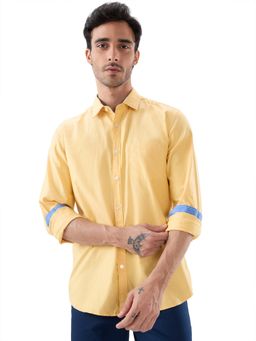 Parx - Slim Fit Solid Medium Yellow Shirt