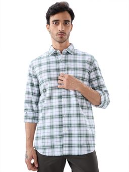 Parx - Slim Fit Checkered Dark Green Shirt