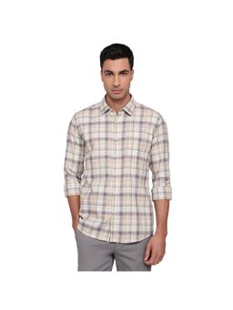 Parx - Slim Fit Checkered Medium Fawn Shirt