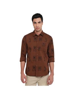 Parx - Slim Fit Dark Brown Shirt