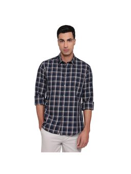 Parx - Slim Fit Checkered Medium Blue Shirt