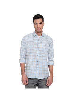 Parx - Slim Fit Checkered Medium Blue Shirt