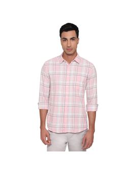 Parx - Slim Fit Checkered Medium Pink Shirt
