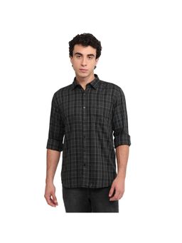 Parx - Slim Fit Checkered Dark Green Shirt