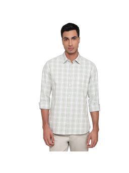 Parx - Slim Fit Checkered Medium Green Shirt