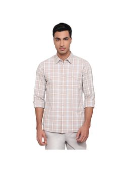 Parx - Slim Fit Checkered Medium Fawn Shirt