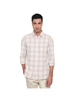 Parx - Slim Fit Checkered Medium Fawn Shirt