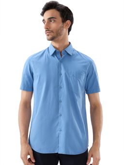 Parx - Slim Fit Solid Medium Blue Shirt