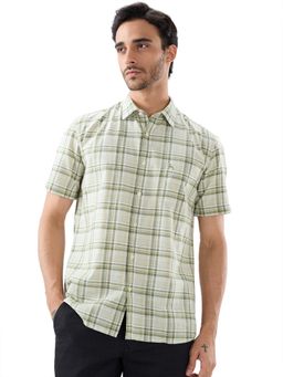 Parx - Slim Fit Checkered Dark Green Shirt