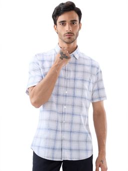 Parx - Slim Fit Checkered White Shirt