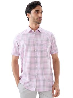 Parx - Slim Fit Checkered Medium Purple Shirt