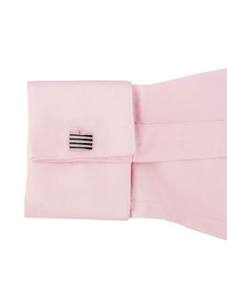 The Tie Hub - Striped Rectangle White with Silver Cufflink