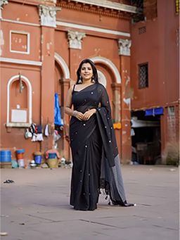 Aparna - Black Premium Mul Cotton Saree Without Blouse For Women