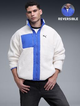 Puma - White Polyester Solid Reversible Jacket