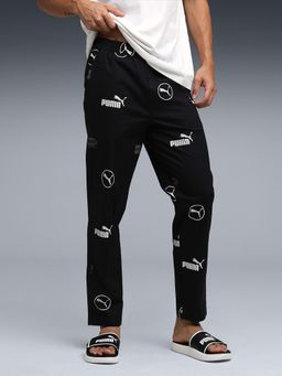 Puma - Black Cotton Printed Trackpant