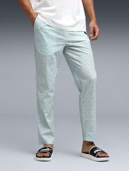Puma - Blue Cotton Printed Trackpant