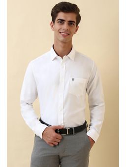 Allen Solly - White Cotton Textured Shirt