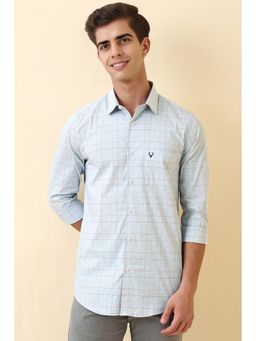 Allen Solly - Blue Cotton Blend Checks Shirt