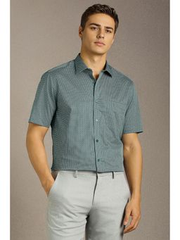 Louis Philippe - Green Cotton Printed Shirt
