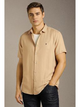 Louis Philippe - Beige Cotton Textured Shirt